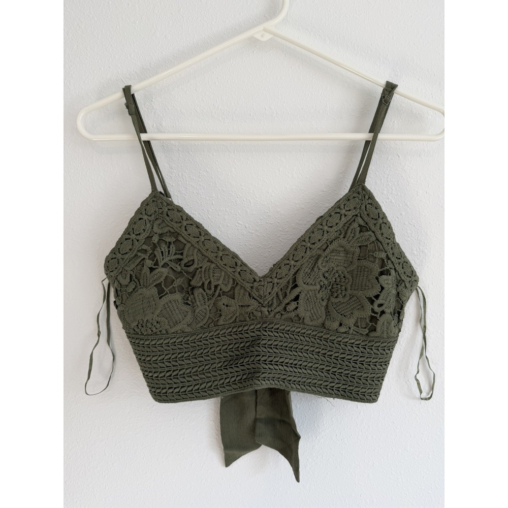 Aeropostale Women's Green Lace Boho Crop Top Size Small